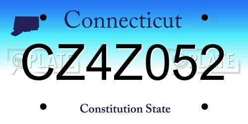 CZ4Z052 Connecticut License Plate