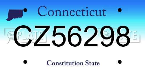 CZ56298 Connecticut License Plate