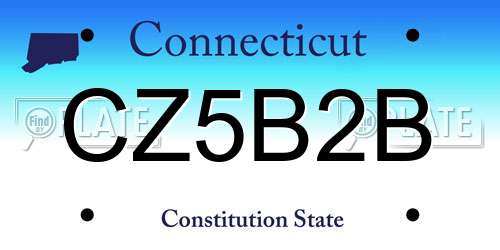 CZ5B2B Connecticut License Plate