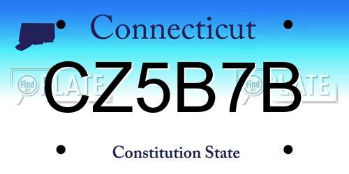 CZ5B7B Connecticut License Plate