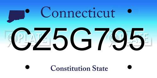 CZ5G795 Connecticut License Plate