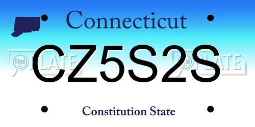 CZ5S2S Connecticut License Plate