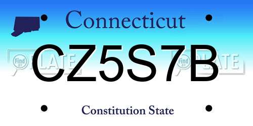 CZ5S7B Connecticut License Plate