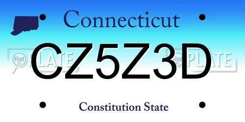 CZ5Z3D Connecticut License Plate