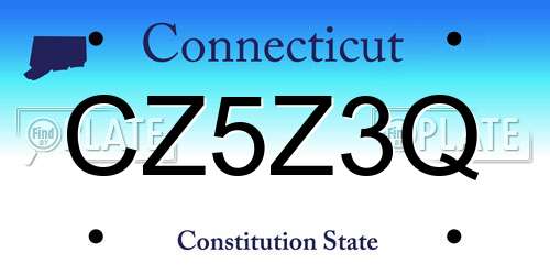 CZ5Z3Q Connecticut License Plate