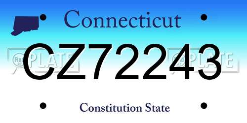 CZ72243 Connecticut License Plate
