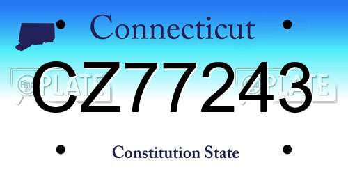 CZ77243 Connecticut License Plate
