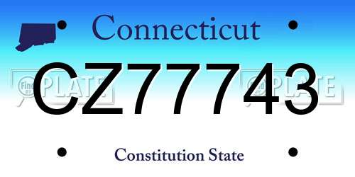 CZ77743 Connecticut License Plate