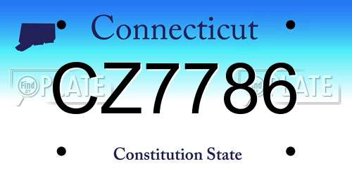 CZ7786 Connecticut License Plate