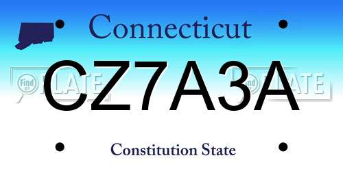CZ7A3A Connecticut License Plate