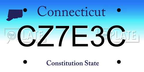 CZ7E3C Connecticut License Plate