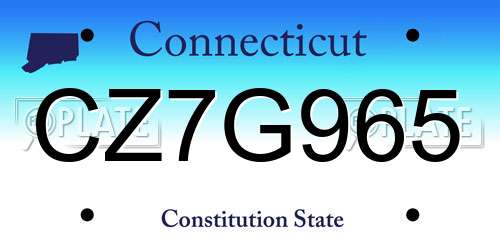 CZ7G965 Connecticut License Plate