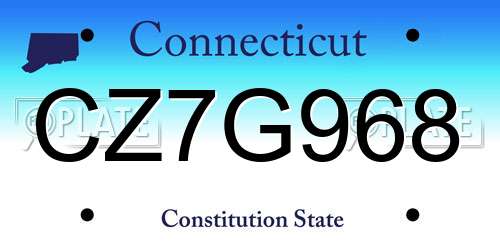CZ7G968 Connecticut License Plate