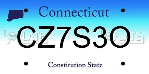 CZ7S3O Connecticut License Plate