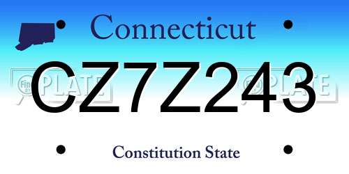 CZ7Z243 Connecticut License Plate