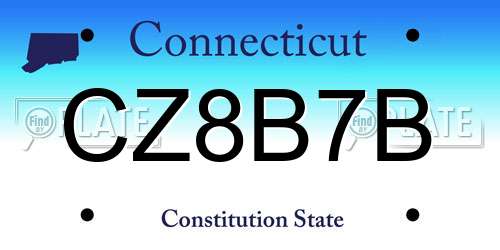 CZ8B7B Connecticut License Plate