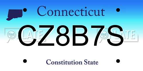 CZ8B7S Connecticut License Plate