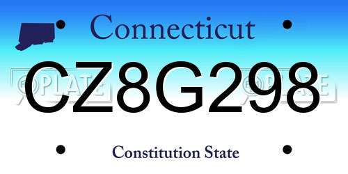 CZ8G298 Connecticut License Plate