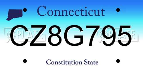 CZ8G795 Connecticut License Plate