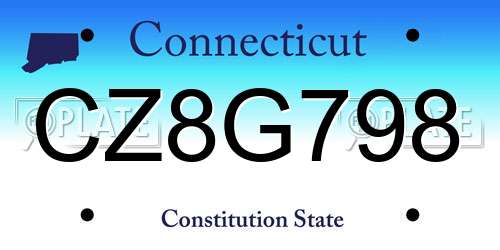 CZ8G798 Connecticut License Plate