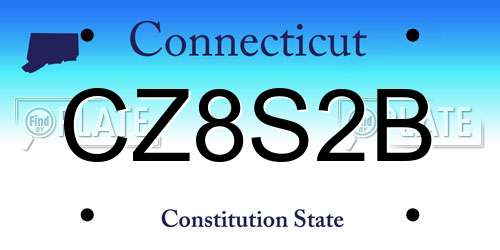 CZ8S2B Connecticut License Plate