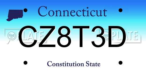 CZ8T3D Connecticut License Plate