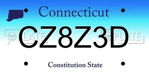 CZ8Z3D Connecticut License Plate