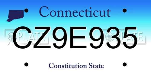 CZ9E935 Connecticut License Plate
