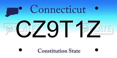 CZ9T1Z Connecticut License Plate
