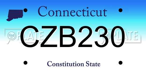 CZB230 Connecticut License Plate