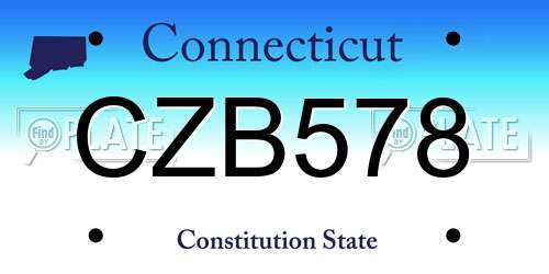 CZB578 Connecticut License Plate