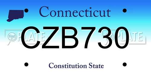 CZB730 Connecticut License Plate