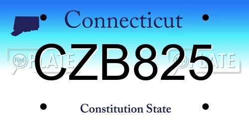 CZB825 Connecticut License Plate