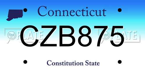 CZB875 Connecticut License Plate
