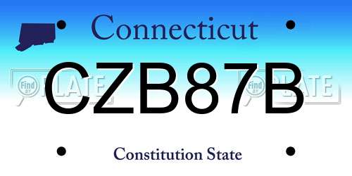 CZB87B Connecticut License Plate
