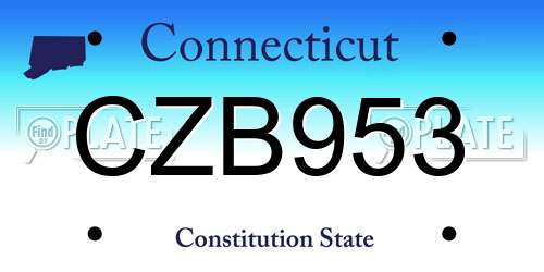 CZB953 Connecticut License Plate