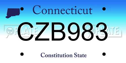 CZB983 Connecticut License Plate