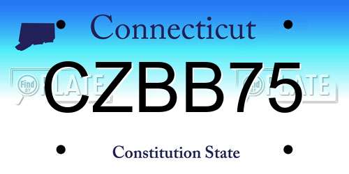 CZBB75 Connecticut License Plate