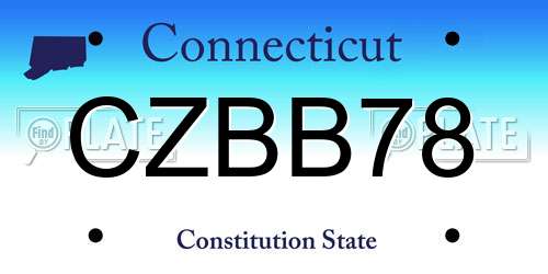 CZBB78 Connecticut License Plate