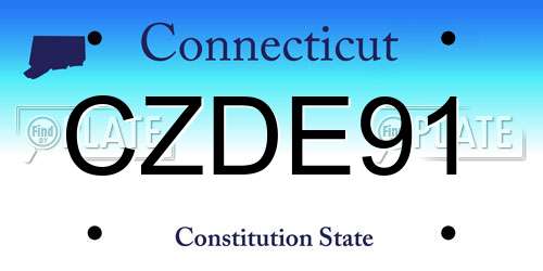 CZDE91 Connecticut License Plate