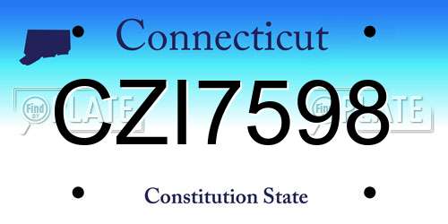 CZI7598 Connecticut License Plate