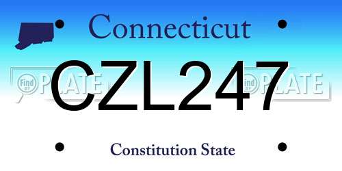 CZL247 Connecticut License Plate