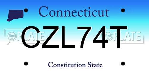 CZL74T Connecticut License Plate