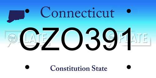 CZO391 Connecticut License Plate