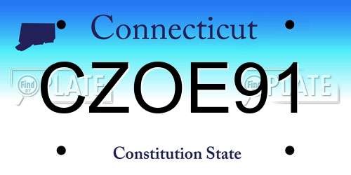 CZOE91 Connecticut License Plate