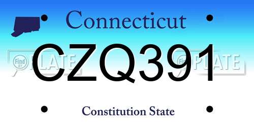 CZQ391 Connecticut License Plate