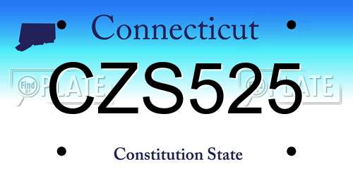 CZS525 Connecticut License Plate