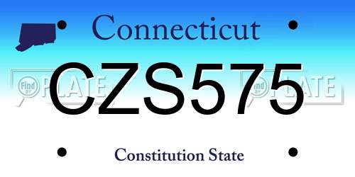 CZS575 Connecticut License Plate