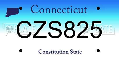 CZS825 Connecticut License Plate