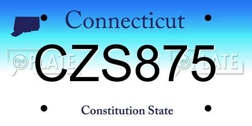 CZS875 Connecticut License Plate